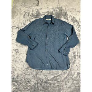 Tommy Bahama Mens Blue Long Sleeve 100% Silk Shirt Size L